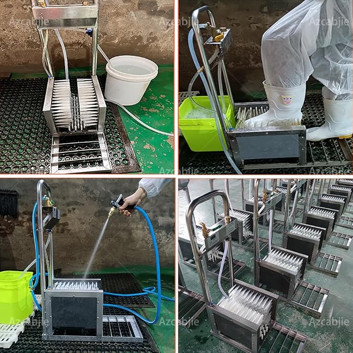 Stainless Steel Boot Scraper & Shoe Cleaning Machine | With Water Spray Gun,Automatic Mud Remover Boot Washer for All Livestock Farm Rain Boots
