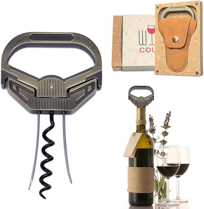 Sleek-3Q 3-in-1 Ah So Wine Opener & Two Prong Cork Remover | Vintage cork saver,3-IN-1 versatility,Sleek-3Q Design,Reliable Steel,Portable with Sheath