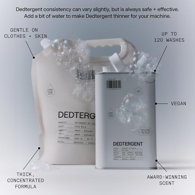 DedCool Liquid Laundry Detergent in Milk | Luxurious Scent | Stain-Removing Formula | Infused with Natural Essential Oils | Non-Toxic | Up to 120 Washes | 64 fl oz