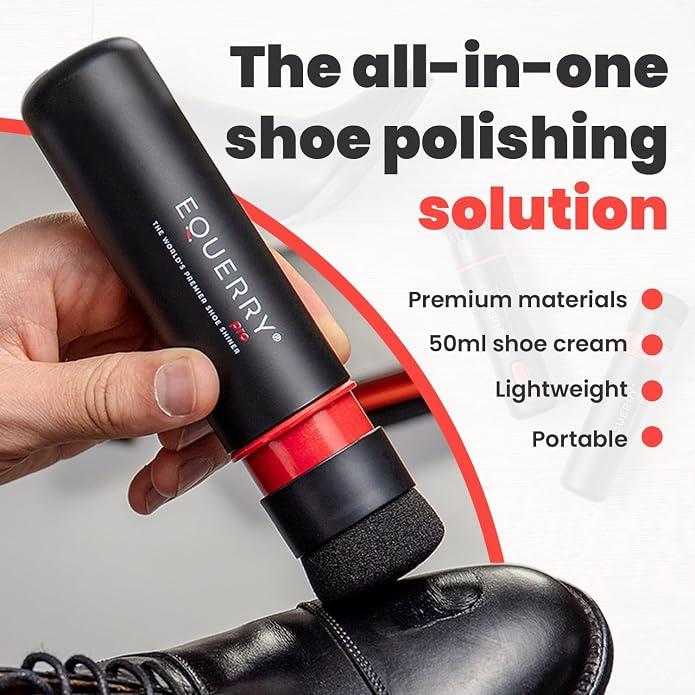 Electric Shoe Shine Kit with 50ml Black Shoe Polish Cream – Rechargeable Motorised Horsehair Brush for Leather Shoes, Boots, Handbags – Effortless Shine for School, Business Travel & Home