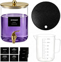 Glass Laundry Detergent Dispenser,1 Gallon Large Liquid Soap 1Pack(Gold) | Complete borosilicate jars set with leakproof spigots, protective silicone mats, minimalist labels, and dosing cups.