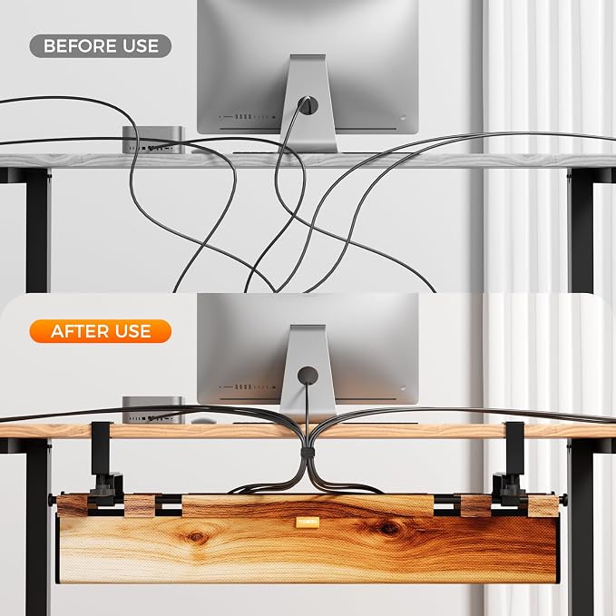 Cable Management Tray Under Desk, 38" No Drill Cable Organizer with Clamp/Screw Mount,Wire Cord Organizer for Table, Cable Tray for Office, Home