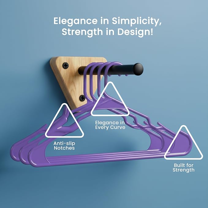 Utopia Home Plastic Hangers 30 Pack – Space Saving Clothes Hanger Purple | Durable & strong | Closet organizer & storage | Ideal for apartments, dorms & stocking stuffers
