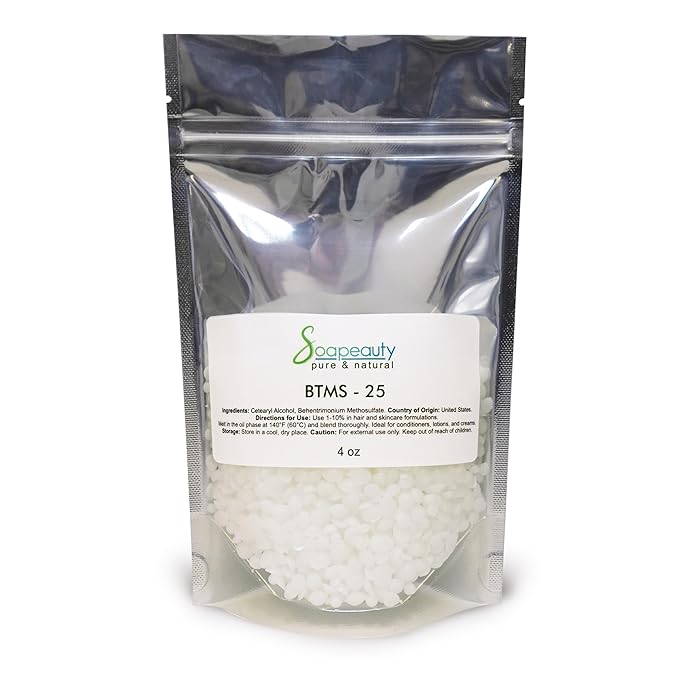 Soapeauty BTMS-25 (Behentrimonium Methosulfate & Cetearyl Alcohol) | Conditioning Emulsifier for Hair Care & Leave-In Formulations | 4 oz
