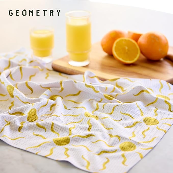 GEOMETRY Tea Towels – Spring & Summer Collection – Quick-Dry, Ultra-Absorbent, Reusable Microfiber Kitchen Towels for Drying & Cleaning - Horizon - 3 Pack