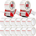 2 Pack Heavy Duty Packing Tape Dispenser Gun with 12 Pack Clear Packaging Tapes, 2 Inch Packaging Tape with Dispenser for Carton Sealing, Moving Boxes, Shipping (Red)