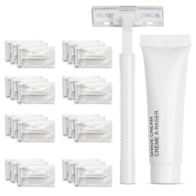 World Amenities Shave Kit (Clear Frosted Sachet) - Hotel Amenities 288 count - Includes Twin Blade Razor and Moisturizing Shave Cream