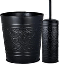 Autumn Alley Handcrafted Black Farmhouse Bathroom Trash Can and Toilet Bowl Brush with Holder Set - Metal Black Bathroom Accessories Set for Classic Bathroom Décor