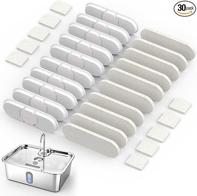 10 Set Dog Water Fountain Filters Replacement,4Gal/15L Pet Fountain Filters,Made of Activated Carbon and PP Cotton, 5-Layer Filtration System, 10 Pre-Filter Sponge,10 Pump Sponge,10 Filter