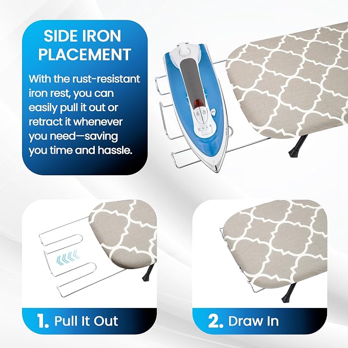 Metal Mesh Panel Tabletop Ironing Board | Foldable Iron Board | Heavy Duty Small Iron Board with Heat Resistant Cover and 100% Cotton 8mm Thicken Pad (Mesh)