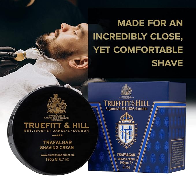 Truefitt & Hill Trafalgar Shaving Cream Bowl for Men, Spicy and Light Fragrance, 6.7 oz.