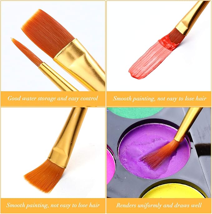 Acrylic Paint Brush Set, 2 Packs / 20 pcs Nylon Hair Brushes for All Purpose Oil Watercolor Painting Artist Professional Kits