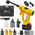 1100PSI Cordless Car Washer,Portable Battery Powered Cleaning Tool | 10-Speed Adjustment, Battery Level Display, 6-in-1 Nozzle, Self-Priming System for Car, Garden, Patio & Floor Cleaning