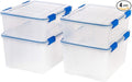 IRIS USA 4-Pack 26.5/44 Combo Qt Storage Bins with Gasket Lids, Clear/Blue | WeatherPro seal helps block dust and moisture Multiple sizes organize every room with confidence