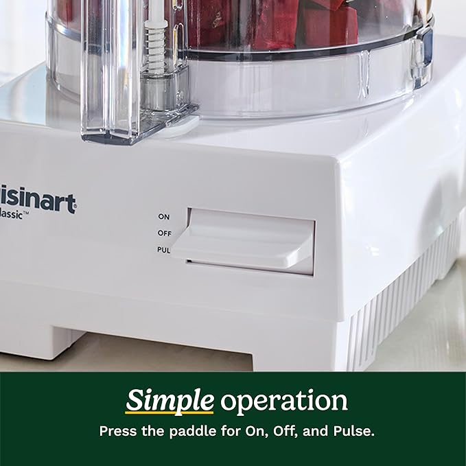 Cuisinart 7-Cup Pro Classic Food Processor, 600-Watt Motor, Vegetable Chopper & Blender for Mincing, Dicing, Shredding, Puree & Kneading Dough, DLC-10SYP1, White | 600W Motor, Extra-Large Feed Tube, 4mm Stainless Slicing and Shredding Discs, Chopping B...