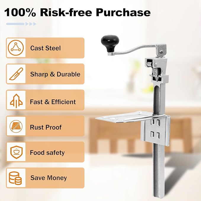 Commercial Can Opener Heavy Duty Replace #2 12100, Industrial Can Opener, 16” Manual Can Opener with Stainless Steel Blade for Restaurant, Hotel, Bar, Home