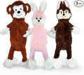 FGA MARKETPLACE Pack of 3 Flat NO Stuffing NO Squeak Plush Dog Toy, Funny Style Will Entertain Your Pet for Hours, Recommended for Small and Medium Dog 21 INCH Long