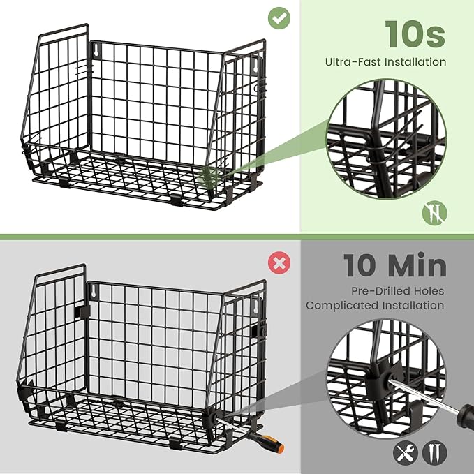 Wire Fruit Basket for Kitchen Storage: Hanging and Counter Wall Fruit Basket for Vegetable Produce - Potato and Onion Storage for Pantry 3 Pack