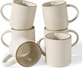 famiware Coffee Mug Set for 6, Star 16 oz Catering Mugs Cup Set with Handle for Coffee, Tea, Cocoa, Milk - Ceramic Stoneware Drinkware Set, White