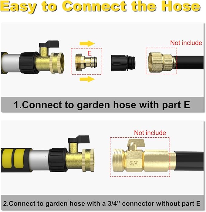 Buyplus 16FT(24FT Reach) Telescopic Gutter Cleaning Tools from The Ground, Rain Gutter Cleaners Tool with 360°Rotatable Metal Nozzle, Extension Pole, Hose Attachment, Watering Wand for Garden Hose