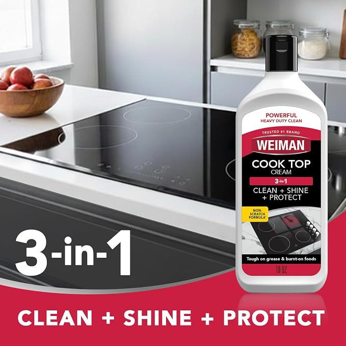 Weiman Glass Cook Top Cleaner and Polish - 10 Ounce [6 Pack] Heavy Duty No Scratch Glass Ceramic Safe Non-Abrasive Stovetop Cooktop Cleaner