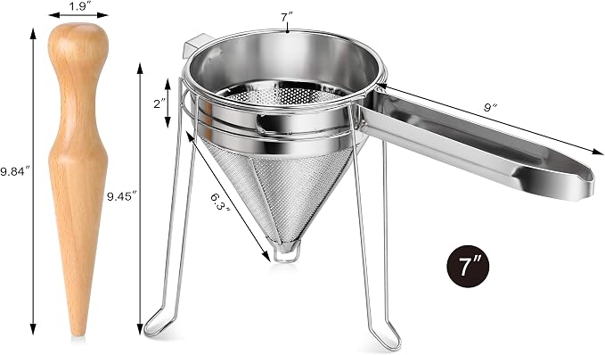 New Star Foodservice 42566 3-Piece Stainless Steel China Cap Strainer Set