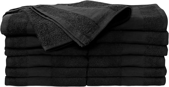 ForPro 12ct Bleach Tough Salon Towels, 16Wx27L in, Black, 100% Cotton | for Salon, Spa & Gym Use, Hand Towels, Bleach-Safe Salon Towels, Absorbent Spa Towels, Barber Towels, Salon & Spa Essentials