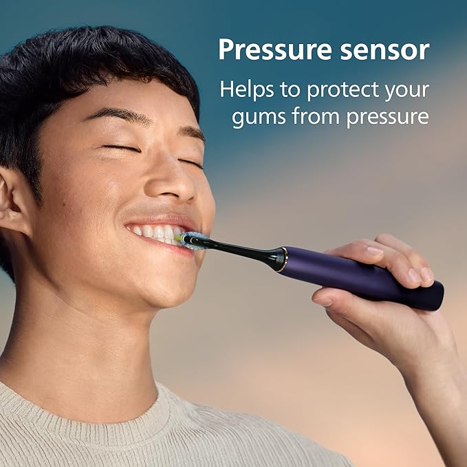 Philips Sonicare DiamondClean 9000 Electric Toothbrush - Sonic Toothbrush with App, Pressure Sensor, 12 Brushing Settings, Replacement Reminder, Charging Stand, Travel Case, Amethyst, HX9911/91