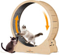 Homegroove XXL Cat Exercise Wheel, 52"/132cm Large Cat Wheel, Solid Wood Cat Treadmill with Integrated Safety Lock, Spine Alignment Design for Large Indoor (XXL, Natural Wood)