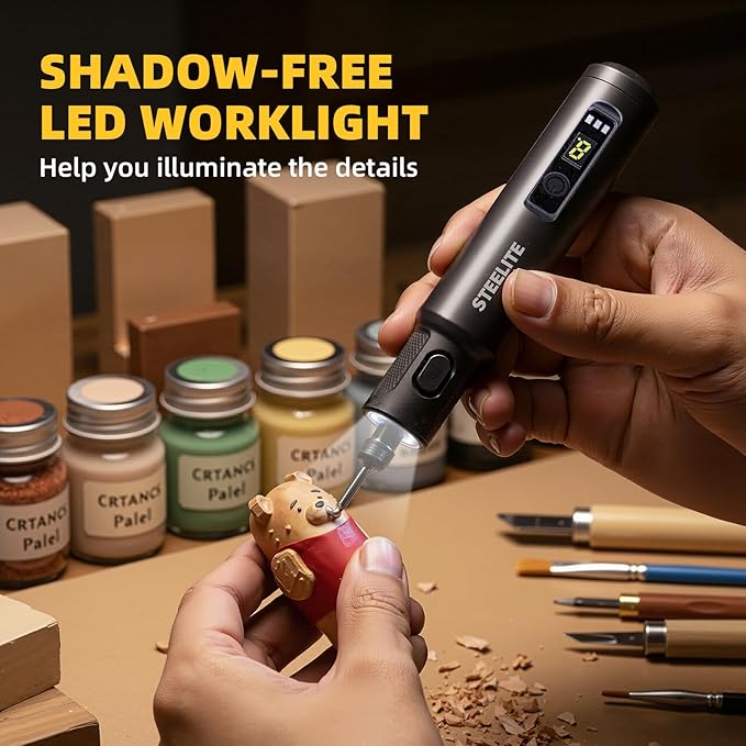 STEELITE Mini Cordless Rotary Tool, 6-Speed Rotary Tool Kit with 50 Accessories, Multi-Purpose and USB Charging 3.7V Power Rotary Tool for Engraving, Sanding, Polishing, Drilling, Etching, DIY Crafts