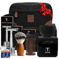 Shaving Kit Gifts for Men, Single Blade Safety Razor Kit | Includes Safety Razor, Double Edge Blades, Blade Container, Razor Stand, Shaving Brush&Bowl, Beard Comb, Travel Toiletry Bag