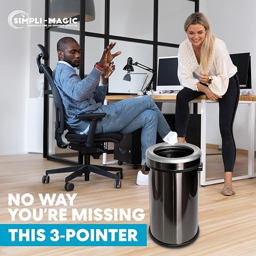 Simpli-Magic 65 Liter / 17 Gallon Open Top Trash Can, Elegant Black Finish