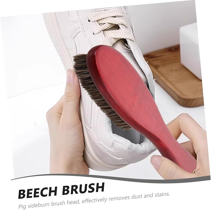 NOLITOY 3pcs Handle Horsehair Shoe Brush for Cleaning Shoes Cleaning Tool Compact Design for Household Use Soft Bristle