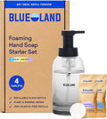 BLUELAND Hand Soap Starter Set, 1 Bottle with 4 Refill Tablets, Variety | 100% Plastic-Free Tablet, Plant & Mineral-Based, Hypoallergenic, EPA Safer Choice, Safe for Sensitive Skin