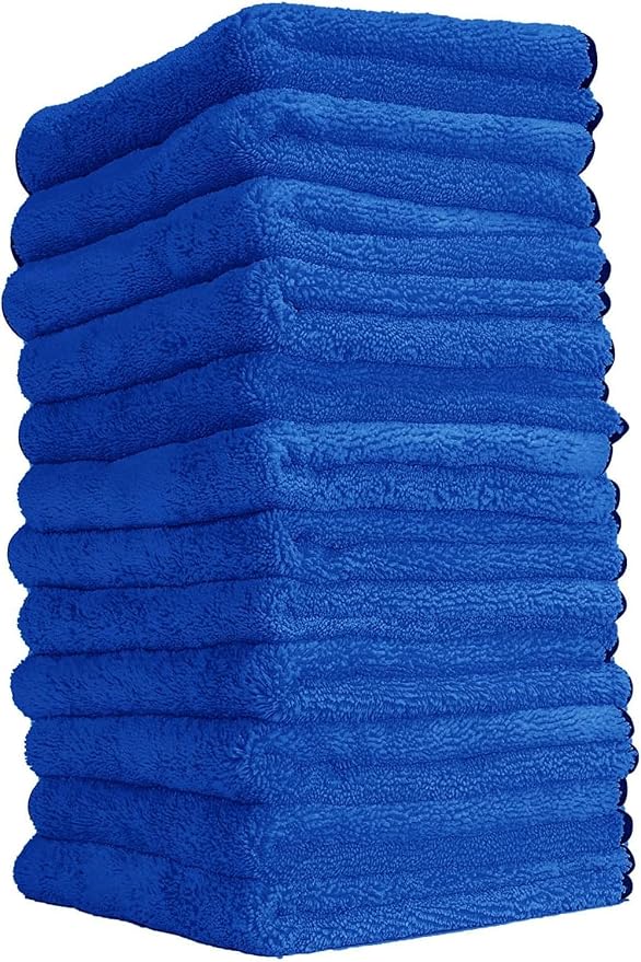 Chemical Guys, Professional Microfiber Towels, 16 x 16 in, Blue, 12 Pack | Ultra-soft, scratch-free towels to buff wax, dry panels and clean glass and interiors, machine washable