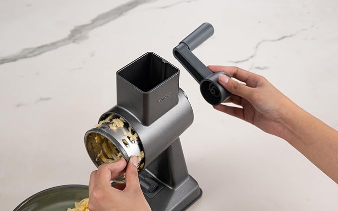 Zyliss Gourmet Drum Grater - Multipurpose Kitchen Grater for Vegetables, Hard Cheeses, Nutes, Fruits & Chocolates - Simplify Healthy Meal Prep - Shredder for Countertop Use - Single
