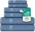 SALBAKOS 100% Turkish Cotton Bathroom Towel Set of 6-Piece, Blue | 630 Gsm Thick Super Soft Highly Absorbent 2 Bath + 2 Hand + 2 Washcloth Towels Sets, Giftable, Hotel Quality, Made in Turkey