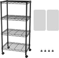 SINGAYE 4 Shelves Storage Shelf Wire Shelving Unit Metal Adjustable Wheels | Small Shelf Storage with Wheels Organizers Closet Unit for Bathroom Laundry Room Kitchen Pantry11.5D x 17.5W x 45H Black