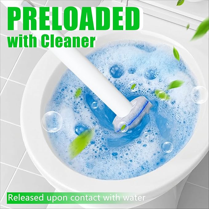 40 Count Toilet Bowl Wand Refills for Clorox, 4X Cleaning Power Toilet Bowl Cleaner Refill Pads for Clorox Wand System, Disposable Toilet Brush for Bathroom Cleaning