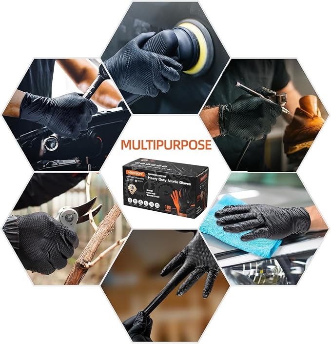 ANBOSON 10 Mil Heavy Duty Diamond Texture Nitrile Gloves, Medium, 1000 Ct | High-Volume Bulk Supply for Commercial Teams, Continuous Daily Use with Fewer Reorders & Better Cost Control