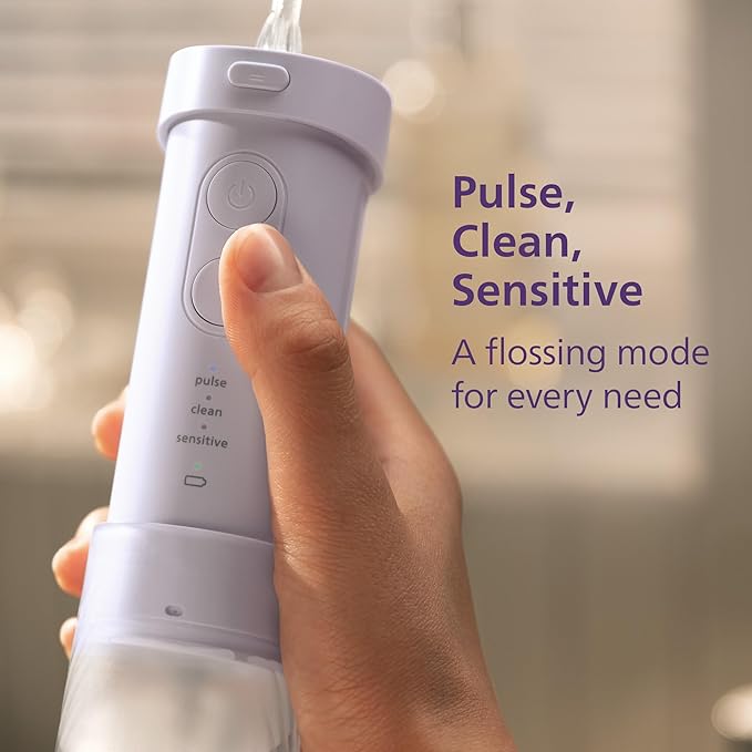 Philips Sonicare Compact Flosser 1000, Purple, ProtectiveClean 5300 Rechargeable Electric Toothbrush and 2PK Compact Nozzle Bundle, BD2001AZ