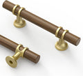 Asidrama 10 Pack 3 Inch(76mm) Wood and Gold Cabinet pulls Kitchen Cabinet Handles, Cabinet Pulls Kitchen Cabinet Hardware for Cupboard Drawer Pulls