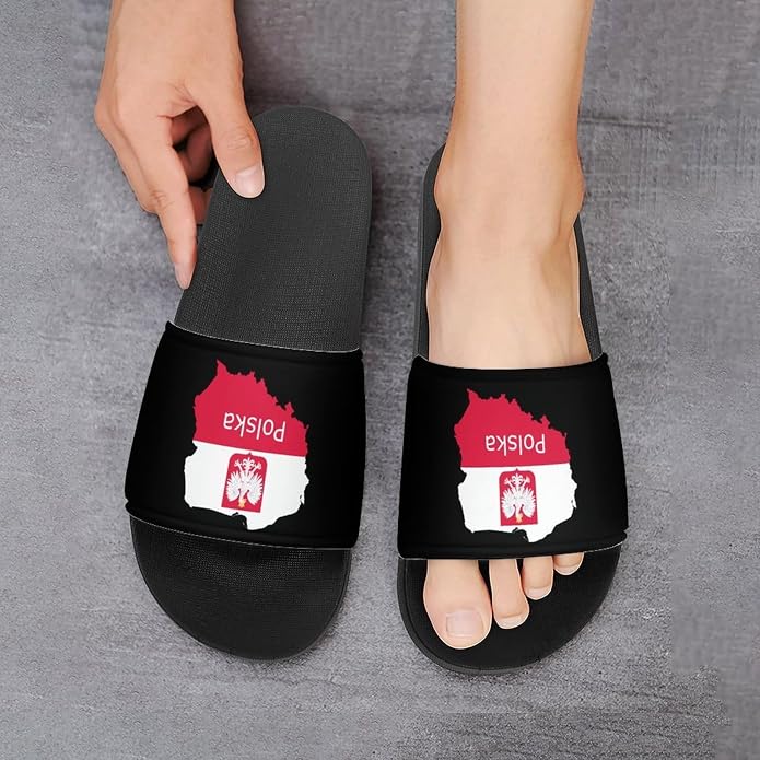 Polska Poland Eagle Flag Polish Slippers House Slides Shower Sandals Shoes | Non Slip Quick Drying Bathroom Indoor