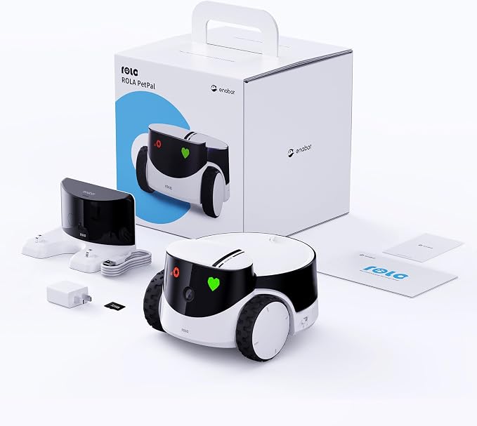 Enabot EBO ROLA PetPal Mobile 2.5K Pet Camera Robot with Treat Dispenser | Whole-Home Mobility, Two-Way Talk, Night Vision, Auto-Recharge, Interchangeable Modular Design