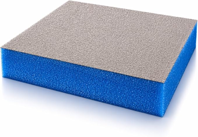 Indasa Rhyno Double Sided Sanding Sponge Pads – Aluminum Oxide, 4.75" x 3.75" x 1/2" – Flexible Foam Sanding Block (100 Pack) (Blue – Ultra Fine (600–1000 Grit))