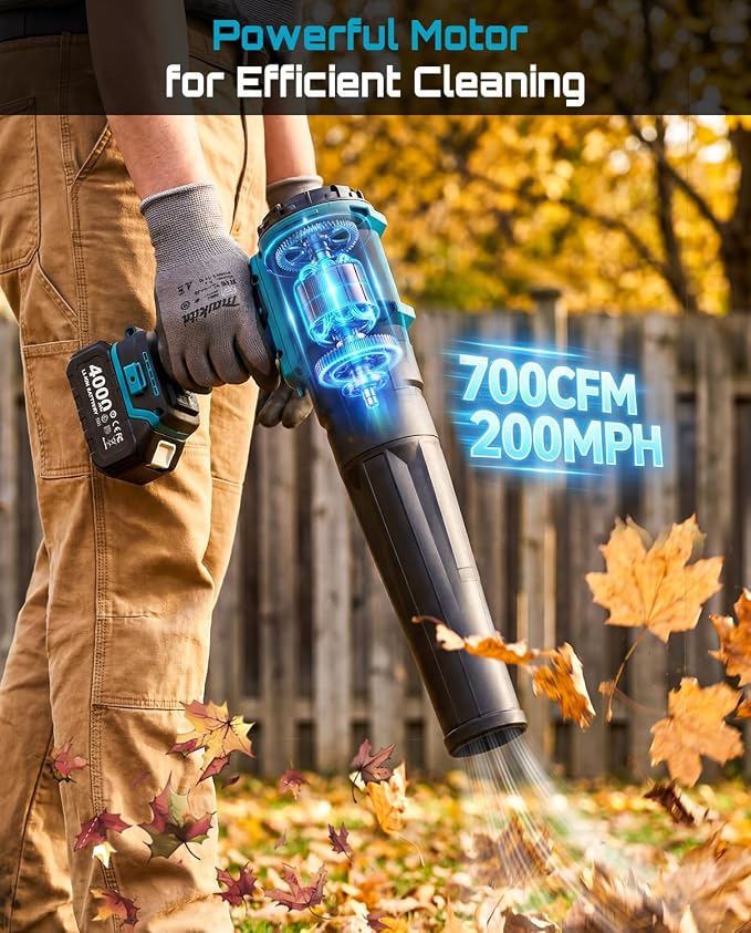 Gutter Cleaning Tools Cordless Leaf Blower for Roof Gutters, 700CFM/200MPH | 3-Speed, 2x 4.0Ah Batteries, 8.9ft Telescopic Pole & 180° Swivel, Clean Gutters from Ground Safely, for Lawn, Patio, Snow