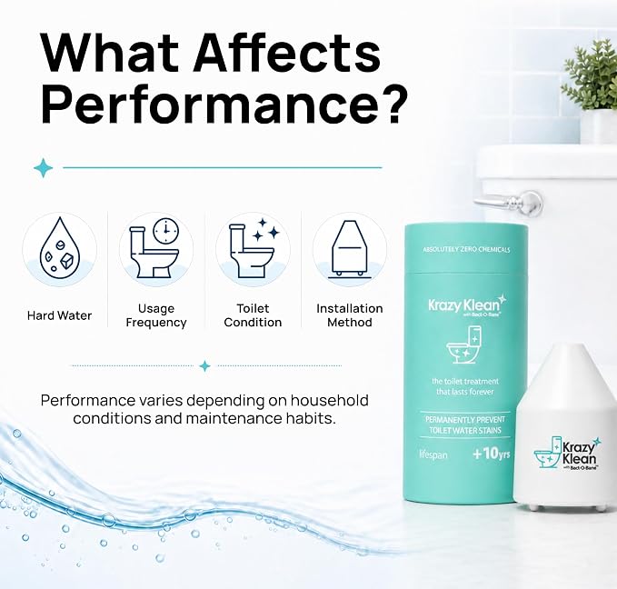 Krazy Klean Automatic Toilet Cleaner - Continuous Flush Cleaning System - Helps Reduce Buildup & Stains - Easy Install, No Daily Scrubbing - 1 Count