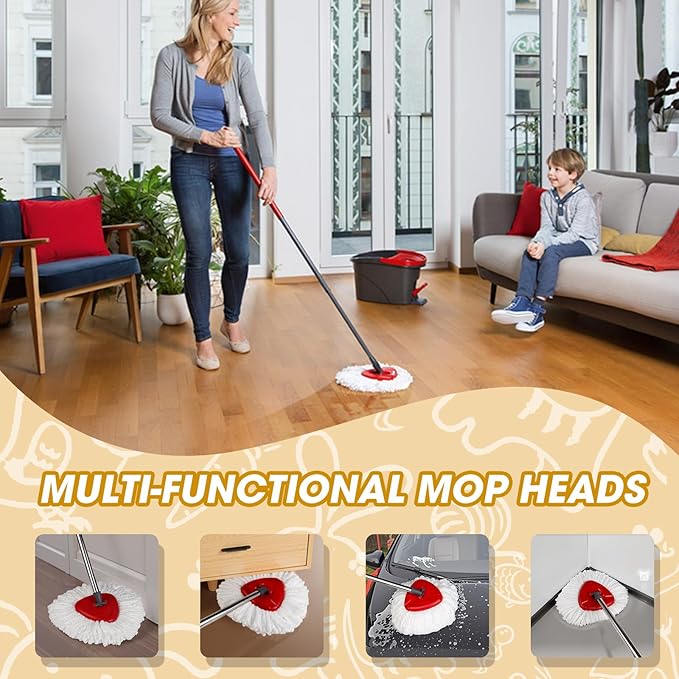 10Pack Spin Mop Replacement Heads,100% Microfiber Mop Heads Replacements Compatible with Oceda Easywring 1-Tank System,360 Degree Spin Mop Replacement Head for Easy House Cleaning Floor Mopping