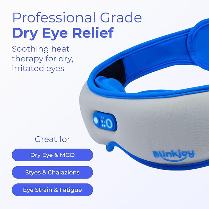 Blinkjoy Rechargeable Heated Eye Mask for Dry Eyes – Cordless Warm Compress for MGD, Styes & Eye Strain – Optometrist Recommended for Dry Eye Relief