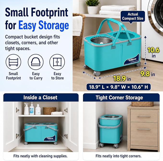 2026 Upgraded Easy-Use Spin Mop for Cleaner, Clean & Dirty Water Separation Mop Bucket for Pet & Family Homes,360° Swivel Wheels, Safe for Hardwood & Tile, Adjustable Handle,6 Reusable Mop Heads